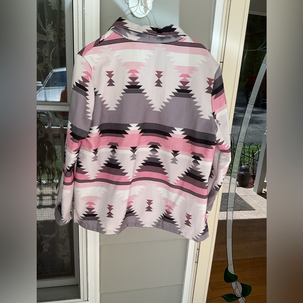 Boutique Not Branded Aztec Southwestern Button Jacket  Woman's SZ L Pink Black - Picture 11 of 16